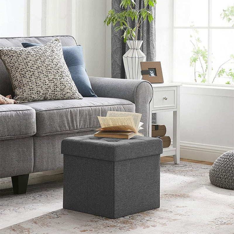 Grey Storage Ottoman Cube - 380mm