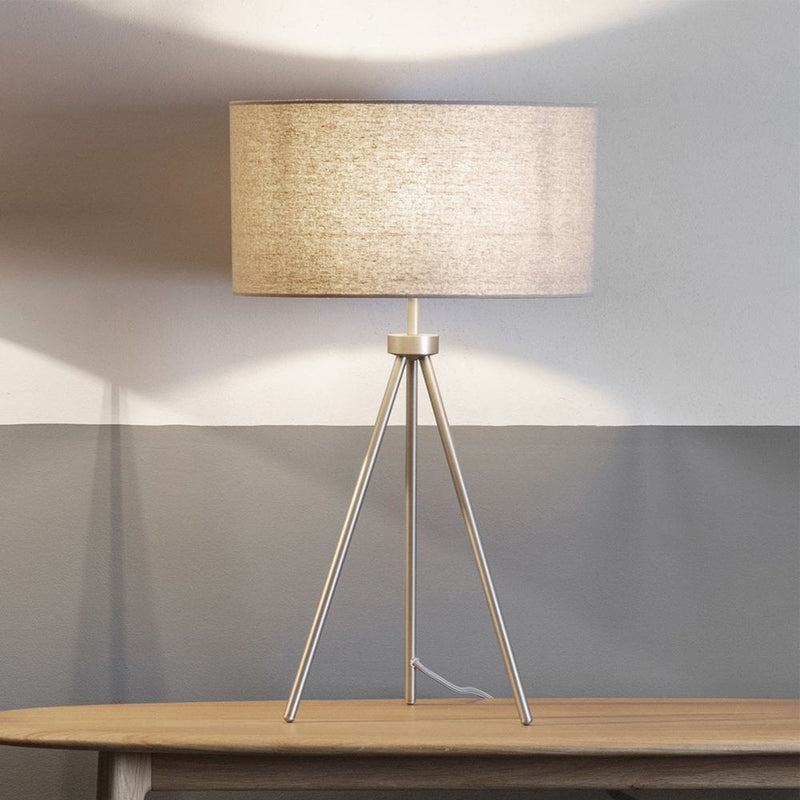 Grey Tripod Table Lamp with Nickle Finish