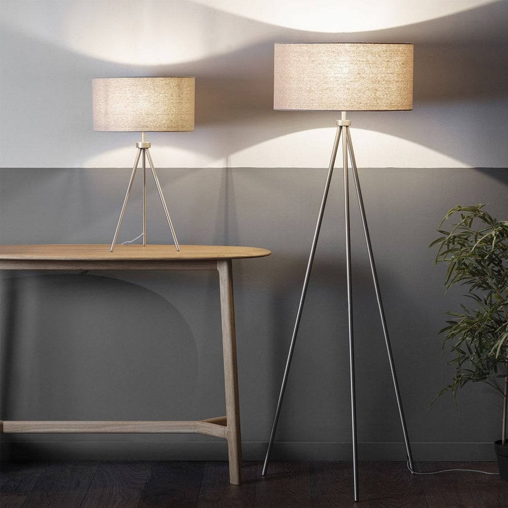 Grey Tripod Table Lamp with Nickle Finish The Urban Mill