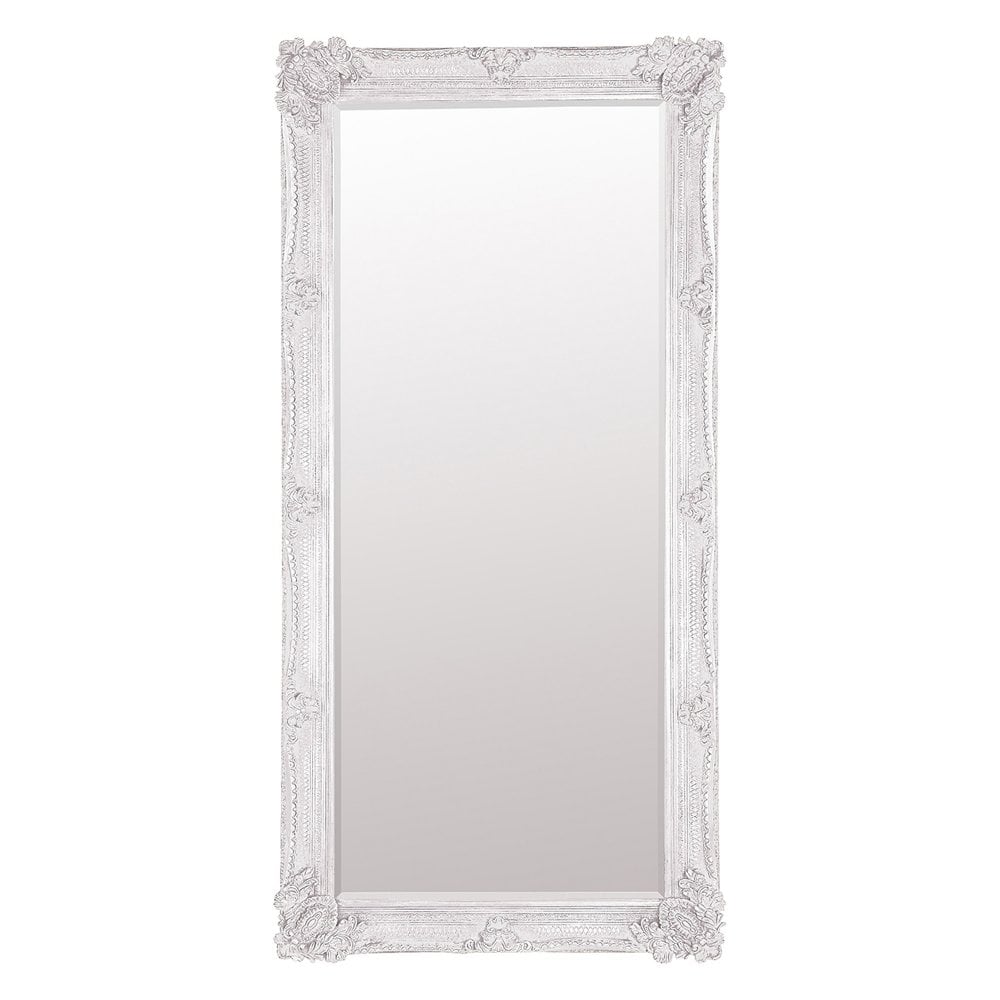 Beautifully detailed cream antique-style leaner mirror, designed to bring a touch of timeless sophistication to your home.
