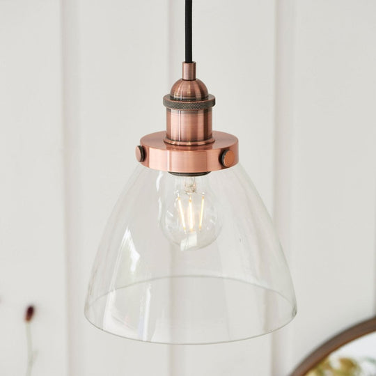 Industrial Glass Ceiling Pendant Light - Copper