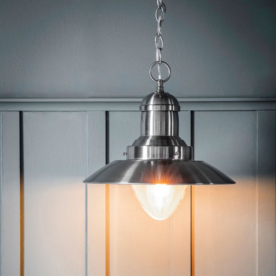 Industrial Style Satin Nickel Ceiling Pendant