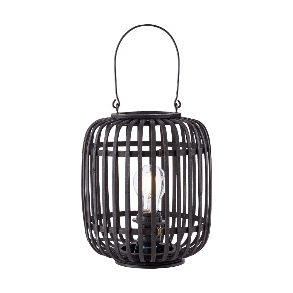 Lantern Style Bamboo Table Lamp - Black
