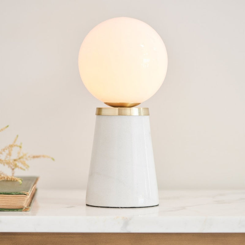 Mid-Century Opal & Marble Table Lamp