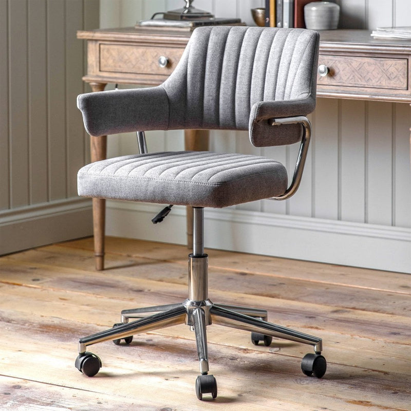 Modern Upholstered Swivel  Office Chair - Silver