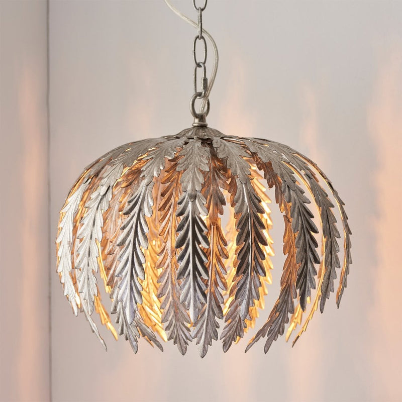 Ornate Silver Leaf Pendant Light