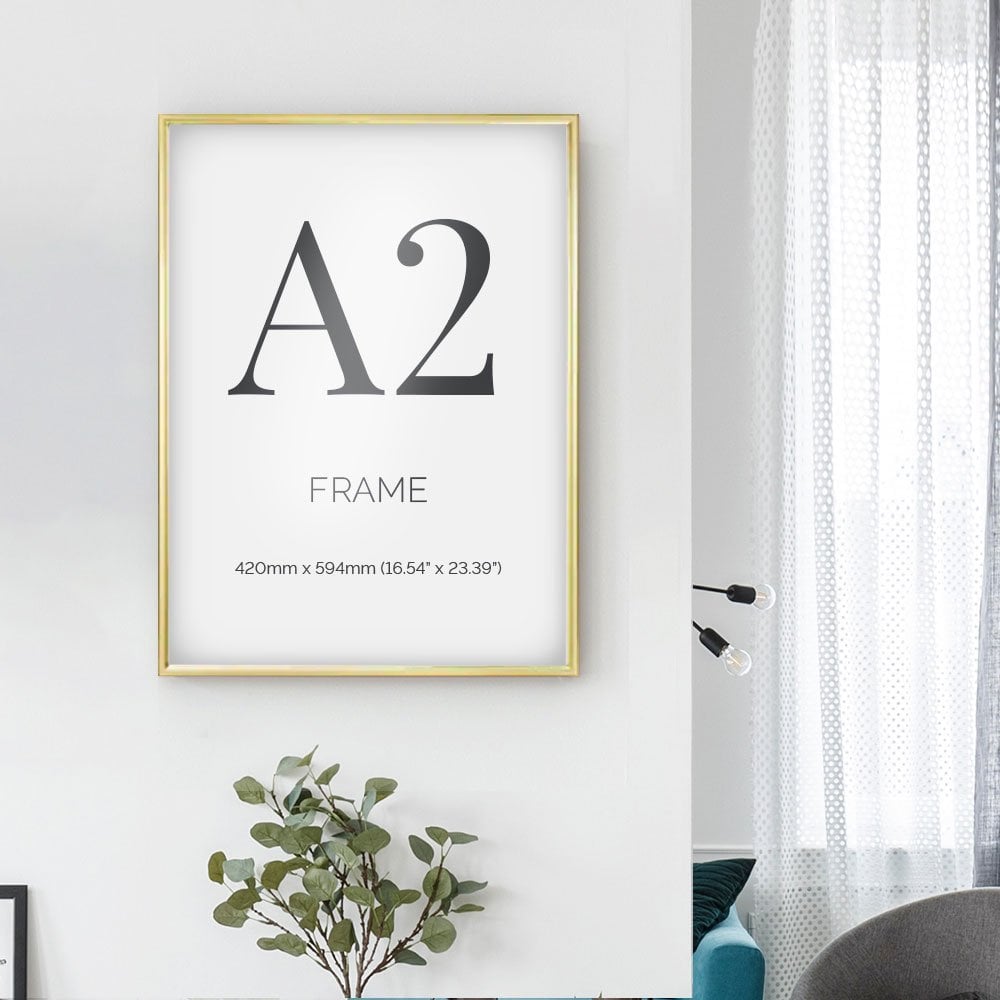 Pack of 6 A1 gold photo frames, perfect for displaying large posters, artwork, and photography with a sophisticated finish.
