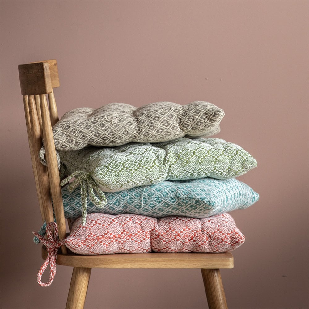Pair of 100% Cotton Diamond Seatpads - Natural