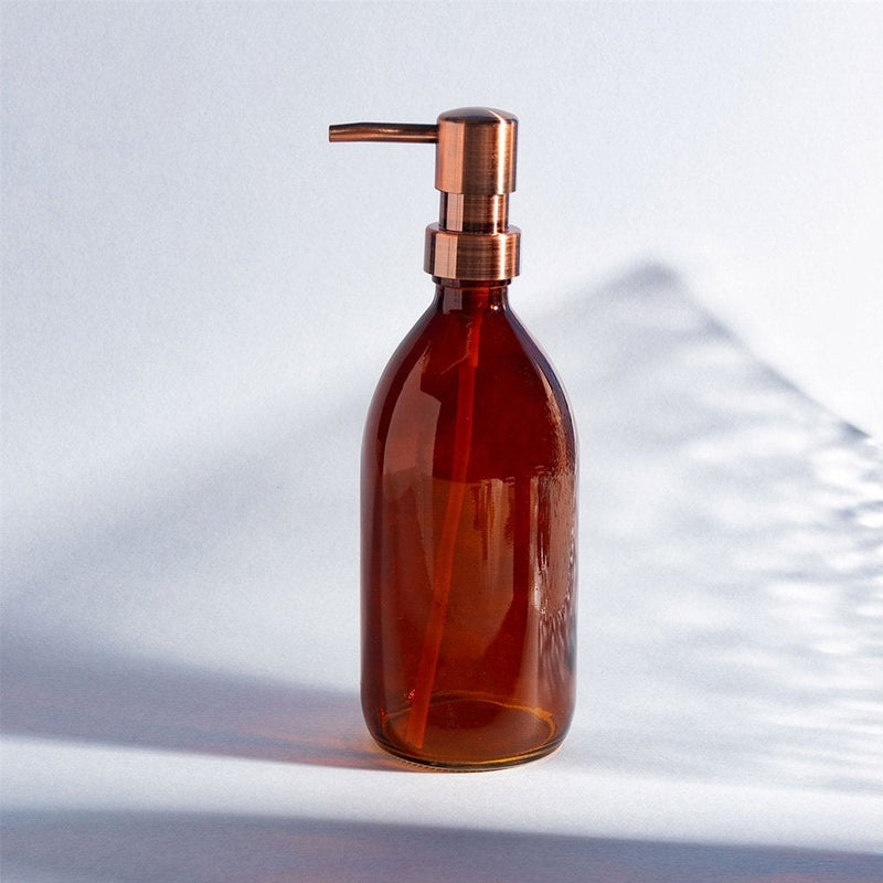 Refillable Glass Bottle With Pump - Amber