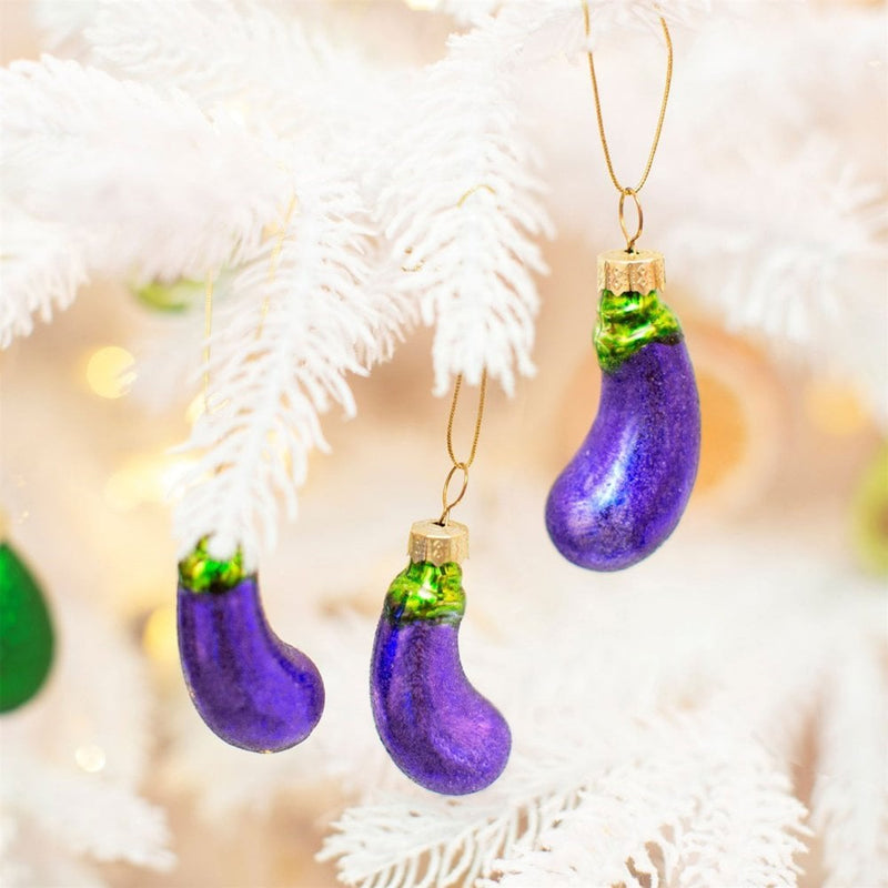 Set of 3 Mini Cheeky Aubergine Tree Decorations