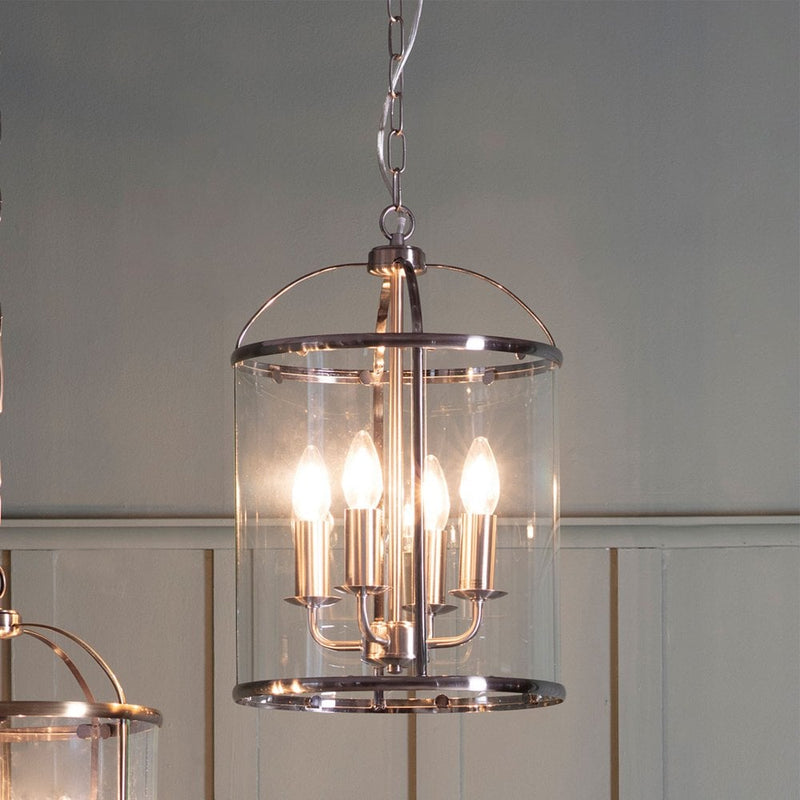 Traditional Caged Chandelier - Satin Nickel