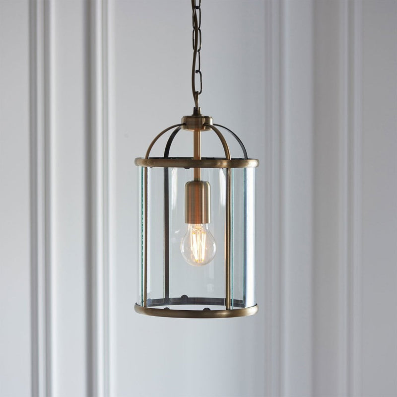 Traditional Caged Pendant Light - Antique Brass