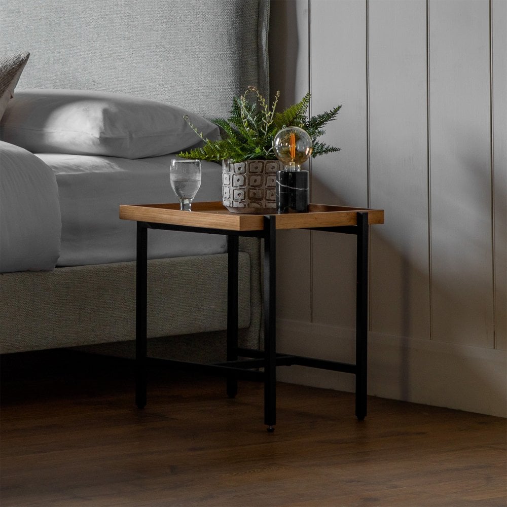 Tray Style Industrial Side Table