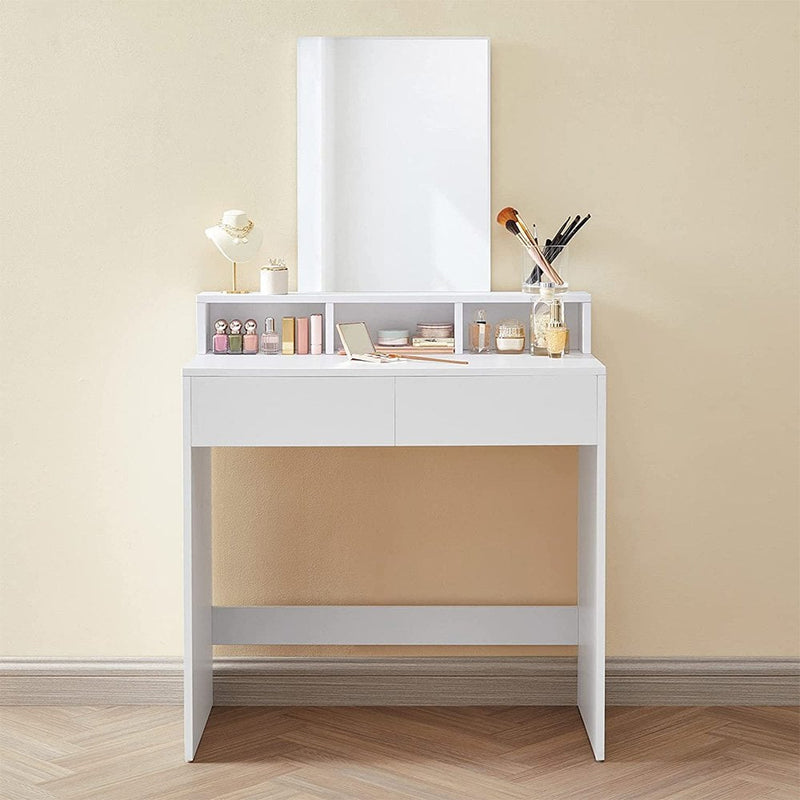 White Wooden Dressing Table with Mirror